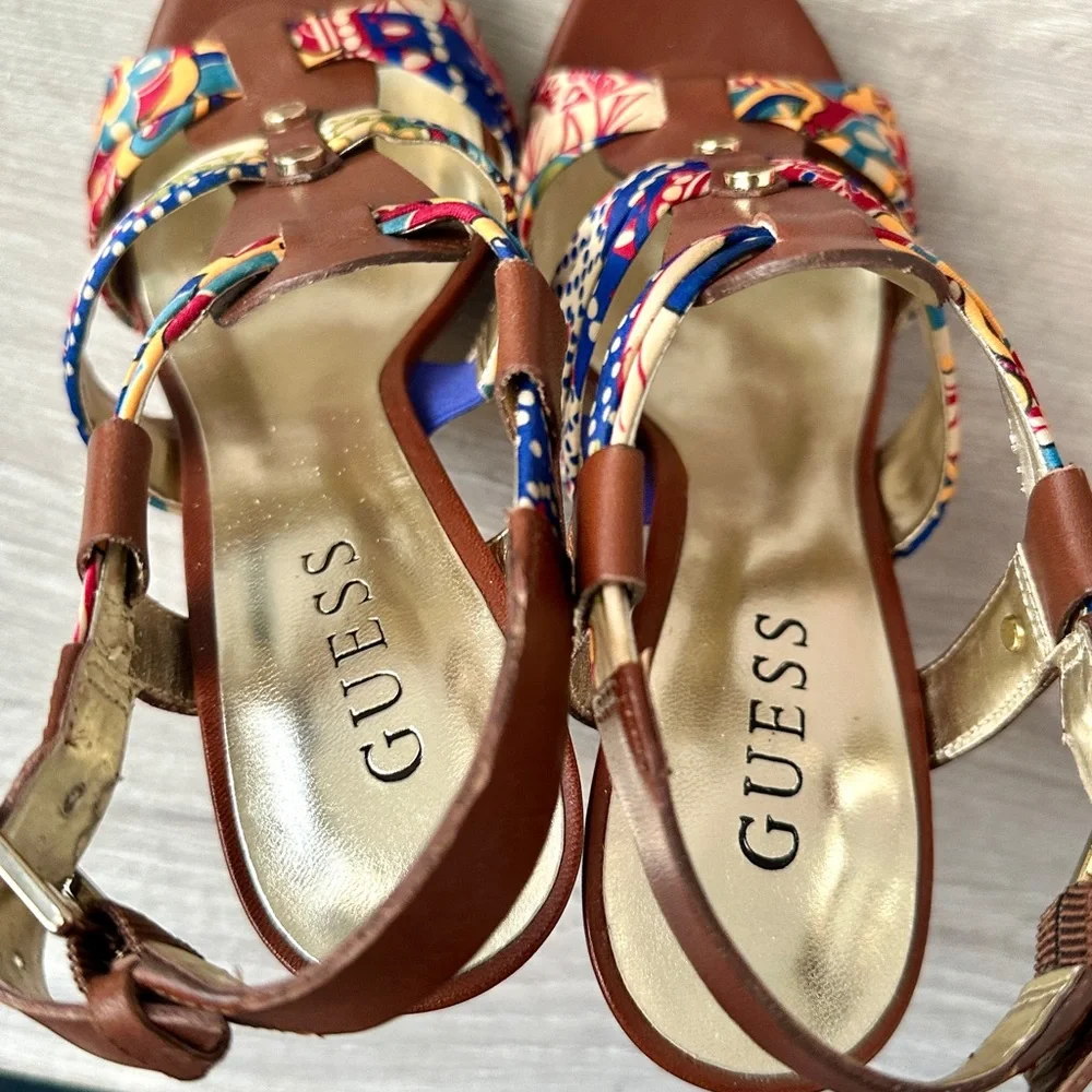 Guess Brown and Multicolor Floral Heels - Picture 10 of 16